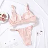 Set bikini 2 pezzi set sexy lettera reggiseni intimo donna set rosa marca push up plus size reggiseno comfort slip lingerie set 211104
