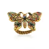Anello aperto vintage a forma di ape con farfalla, anelli da dito con insetto con diamante per donna, accessori per gioielli di moda per feste regalo