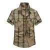 Clearance Summer Shirt Men Casual s Plaid Pure Cotton Loose s Militär plus storlek M-5XL Chemise Homme 210721