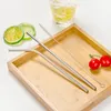 Herbruikbare roestvrijstalen metalen drinken stro gebogen en rechte reinigingsborstel voor thuis partij bar-accessoires DH6860