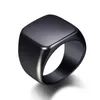 Fashion Ring Square Stor bred Tätningsringar Guldpläterad Titan Steel Man Finger Ring Silver Svart Gyllene Män Smycken