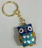 Handmade Enamel Filigree Cute Owl Charms Keychain Keyring Party Favor Guest Return Gifts with box Cloisonne Colorful Women Kid Key Holder