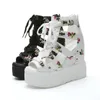 2020 lente vrouwen sandalen hoge hak casual etnische bloem floral open teen wiggen platform hoogte toenemende damesschoenen