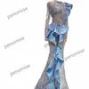 Arabien Sparkle Mermaid Aftonklänningar Lyxiga Sequin Prom-kappor Ser Thru Beading Hollow Out Andra Receptionen Klänning