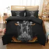 3D Vrouwen En Schedel Beddengoed Sets Suiker Schedel En Motorfiets Dekbedovertrek Bed Cool Skull Print Zwart Beddengoed Bedline Y2004172687