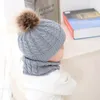 0-36 mois bébé mode entrelacé tricot bonnet et anneau écharpe ensemble beaux enfants torsion solide chaud chapeaux écharpes infinies