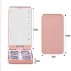 Lady Folding LED-lampor Portable Makeup Spegel Med Lashe Fack 5 Pairs / Set Falska Ögonfransar Förpackning Box Touch Sensor 12 Lights Cosmetic Speglar Väska för smink