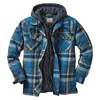 2020 Fashion Blue Plaid Men's Jacket Tops Slim Hooded Zipper Long Sleeve Basic Casual Male Outerwear Coat New Winter Clothing X0710
