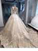 Colorful Dresses Gorgeous Long Sleeves Lace Applique Scoop Neck Sweep Train Corset Back Custom Made Wedding Gown Vestido De Novia