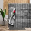 Tende da doccia Strisce di legno Sfondo modello Tenda da bagno Decorazioni da bagno dorate Accessy Wood Grain Flower Stampato