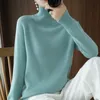Gola alta cashmere mulheres pullovers suéteres sólido casual manga longa de malha jumper feminino bottoming pulôver camisola outono inverno