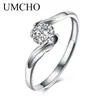 Pierścienie klastrowe Umcho Elegancki pierścień Real 925 Srebrna biżuteria Cubic cyrkon dla kobiet Kobiet Codzienne rocznicę ślubu Fine Edwi22