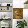 Tête d'une femme de Leonardo da Vinci peintures à l'huile de reproduction Figure Toile Art mural Toile d'art pour couloir, salon, bureau, décor à la maison, peint à la main