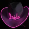 ワイドブリム帽子驚くべきライトアップ白の花嫁のカウボーイの帽子の白い点滅エルワイヤーLEDパーティーの結婚式の明滅ライトレディース