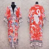 Bohemian Impresso Auto Belted Solto Summer Beach Tunic Plus Size Longo Kimono Mulheres Wear Casual Maxi Vestido N996 210915