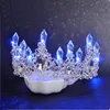 Haarklemmen Barrettes Crystal Rhinestone Tiara's voor Bruid Dames LED Licht Kronen Ornamenten Sieraden Bruiloft Bruids Koningin Crown Tiara