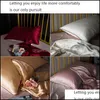 Case Bedding Supplies Textiles Home & Garden100% Queen Standard Satin Silk Soft Mberry Plain Pillowcase Chair Seat Square Er Pillow Case1 Dr