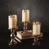1pc 3.46 / 4.52 / 5.51 i glasstakehållare för 3 \ "Pillar Candle och 3/4 \" Taper Candle Wedding Decoration Candlestick 240c3