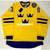 001 Hot Sale 001 # 30 Henrik Lundqvist eller Anpassad Namn eller Nummer Retro Högkvalitativ Broderi Jersey