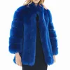 Fur Stitched Women's Coat Flocked Black Lapel Artificial Street Trendsettare röd 211207