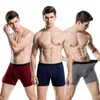 Underpants Men 5Pcs/lot Long Boxer Mens Underwear Cotton Man Boxers Solid Flexible Shorts calzoncillos hombre boxer marca H1214