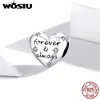 WOSTU 100% 925 Sterling Silber Bead Für Immer Liebe Charme Herz Anhänger Fit Original Armband Halskette DIY Schmuck CQC1735 Q0531