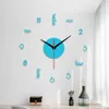 Horloges murales 80cm DIY Quartz Acrylique 3D Grand Miroir décoratif Autocollants Horloge surdimensionnée Reloj de Pared234o
