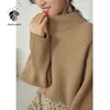 FANSILANEN 100% lana de gran tamaño de gran tamaño suéter de punto mujeres casual streetwear otoño invierno jersey femenino punto jersey 210607