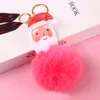 Großer roter Weihnachtsmann, flauschiger Schlüsselanhänger, Party-Geschenke, Kunstkaninchenfell-Kugel-Pom-Schlüsselanhänger, Damen-Taschen-Schlüsselanhänger CCB9288