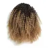 3C 4A AFRO Kinky 곱슬 인간의 헤어 클립 DrawString Ombre Brown Blonde Ponytail Extensions 120g