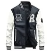 Brand Embroidery Baseball Jackets Men Stand Moto Biker Leather Jacket Men Casual Fleece Thicken Faux Leather Coat M-4XL X0621