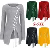 Sewater Women Autumn Casual Lace Up Sexy Side Slit Solid Clolor Plus Size Loose Pullover Slim Fit Knitted Sweaters Pullovers 210922