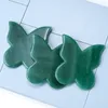 100% Natural Jade Stone Scraping Facial Gua Sha Tools Adventurine Fjäril Form Jade Massage Guasha Board