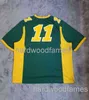 CUSM Bison Football Jersey #11 Green Men Women Youth Stitch Lägg till valfritt namn XS-5XL