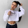 Rapwriter Mode Solide Harajuku Coton Sweat-shirt de base Femmes 2020 Automne Lâche O-Cou Manches Longues Stretch Crop Top Pulls Y0820