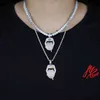 Iced Out Bling 5A CZ Sexy Mouth Pendant Necklace Dollar Symbol Micro Pave Dripping Lips Silver Color Tennis Hip Hop Women Men