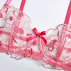 NXY sexy set Dvicky Lingerie Set 3 Pcs Woman Sexy Underwear Floral Embroidery Mesh Temptation See Through Lace Bra and Panty Exotic Costumes 1202