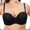 Voguesecret Push up Straplez Görünmez Katı Silikon Sütyen Düğün Bralette Kadın Çıkarılabilir Kaymaz Sapanlar Halter Artı Boyutu 210623