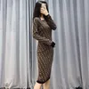 Fashion sweater dress women's Casual Dresses Medium Length Autumn and winter crew neck dresss Knitted women knit printing pullover jumper Clothing plus size