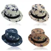 Stingy Brim Hats Adult Kids Summer Straw Weave Sun Hat Parent-Child Tropical Coconut Tree Printed Short Curly Retro Jazz Bucket Cap Wide