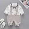 2021 neue Junge Strampler Neugeborene Baby Kleidung Casual Langarm Gentleman Jungen 1. Geburtstag Party Overalls Säuglingskostüm 210309