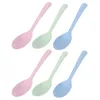 Spoons 6pcs Wheat Straw Child Anti-scald Plastic Soup Spoon Tableware For Home Restaurant (Random Color)