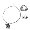 Örhängen Halsband Retro Tibetansk Silver Turkos Elephant Pendant Drop Bracelet Smycken Sets