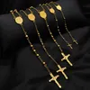 2021 new cross pendant stainls steel glass beaded necklace
