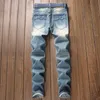 스트레치 2020 새로운 패션 블루 컬러 스키니 찢어진 청바지 남성 인과 바지 플러스 크기 40 Mens Jeans x0621