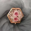 Hexagon Transparent Rose Gold Glass Ring Box Bröllop Geometrisk Smycken Arrangör 211013