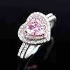 Klusterringar Fashion Big Light Pink Heart Crystal För Kvinnor Bröllop Förlovning Bridal Cubic Zircon Stone Ring Charm Smycken Gift