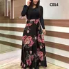 Ladies Summer Long Dress Printed Splicing Floral Banquet Round Neck Short Sleeve Tight Dress Elegant Sexy Woman Long Dress Xl Y1006