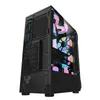 ATX Towers Computer Gaming Case Desktop Support M-ATX / ITX moderkort med härdat glas - svart