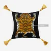 Kissen/dekoratives Kissen Kissenbedeckung Dekorative Quadrath￼lle Vintage K￼nstlerische Tigerdruck Quaste Quastel Weicher Samt Coussin Sofa Stuhl Bettzeug